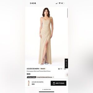 Champagne mermaid pleated mesh bridesmaid dress Azazie